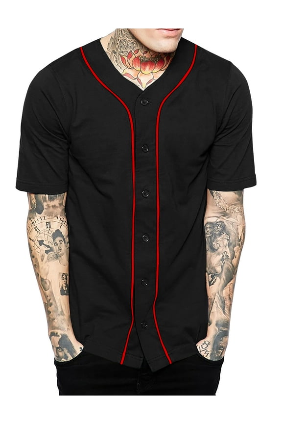 Men's Baseball Jersey Button Down Athletic Shirt