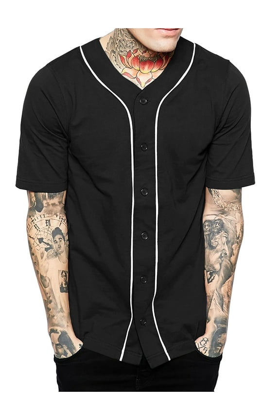 Mens Baseball Jersey Button Down Athletic Sport Uniform