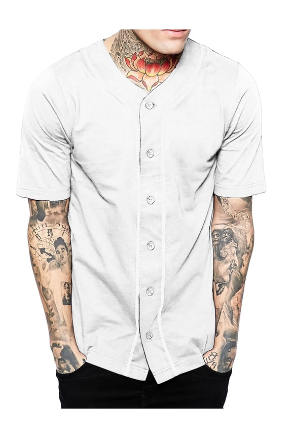Mens Baseball Jersey Button Down Athletic Sport Uniform