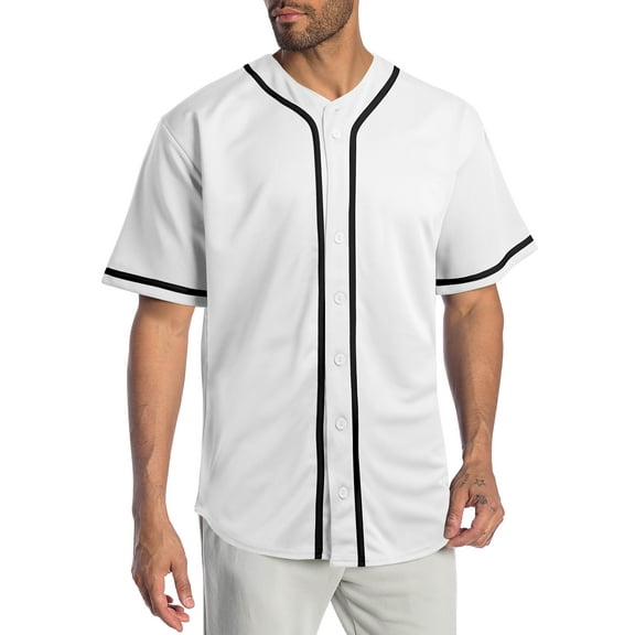 Ma Croix Mens Baseball Jersey Stripe T Shirts Plain Button Down Sports Blank Tee