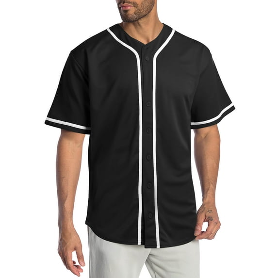 Ma Croix Mens Baseball Jersey Stripe T Shirts Plain Button Down Sports Blank Tee