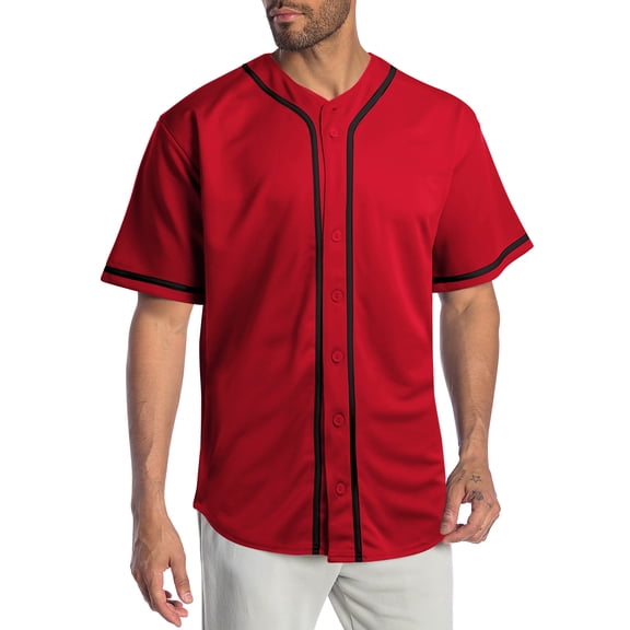 Ma Croix Mens Baseball Jersey Stripe T Shirts Plain Button Down Sports Blank Tee