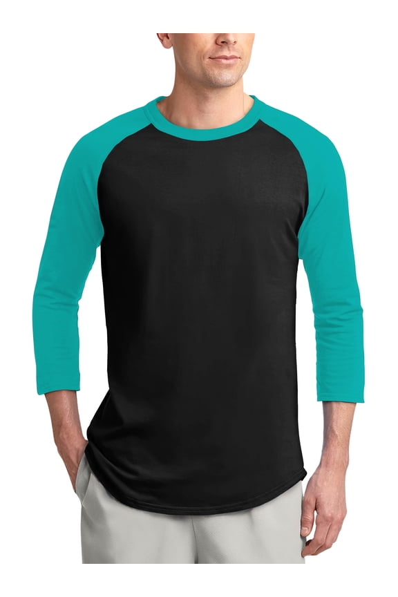 Mens Baseball Raglan 3/4 Sleeve Plain Jersey Team Uniform Athletic Sportswear T Shirt