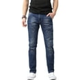 thumbnail image 1 of Ma Croix Mens Biker Jeans Distressed Ripped Zipper Straight Slim Fit Stretch Denim Pants, 1 of 6