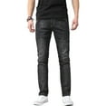 thumbnail image 1 of Ma Croix Mens Biker Jeans Distressed Ripped Zipper Straight Slim Fit Stretch Denim Pants, 1 of 6
