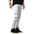 thumbnail image 1 of Ma Croix Mens Biker Jeans Distressed Ripped Zipper Straight Slim Fit Stretch Denim Pants, 1 of 6