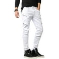 thumbnail image 1 of Ma Croix Mens Biker Jeans Distressed Ripped Zipper Straight Slim Fit Stretch Denim Pants, 1 of 6