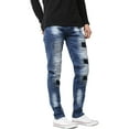 thumbnail image 1 of Ma Croix Mens Biker Jeans Distressed Ripped Zipper Straight Slim Fit Stretch Denim Pants, 1 of 6