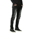 thumbnail image 1 of Ma Croix Mens Biker Jeans Distressed Ripped Zipper Straight Slim Fit Stretch Denim Pants, 1 of 6