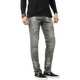 thumbnail image 1 of Ma Croix Mens Biker Jeans Slim Fit Distressed Ripped Zipper Stretch Denim Pants, 1 of 6