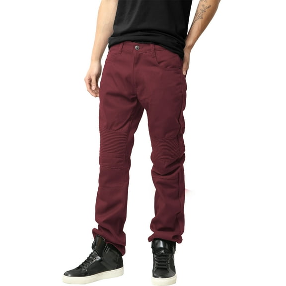 Ma Croix Mens Biker Jeans Slim Straight Fit Denim Distressed Zipper Pants