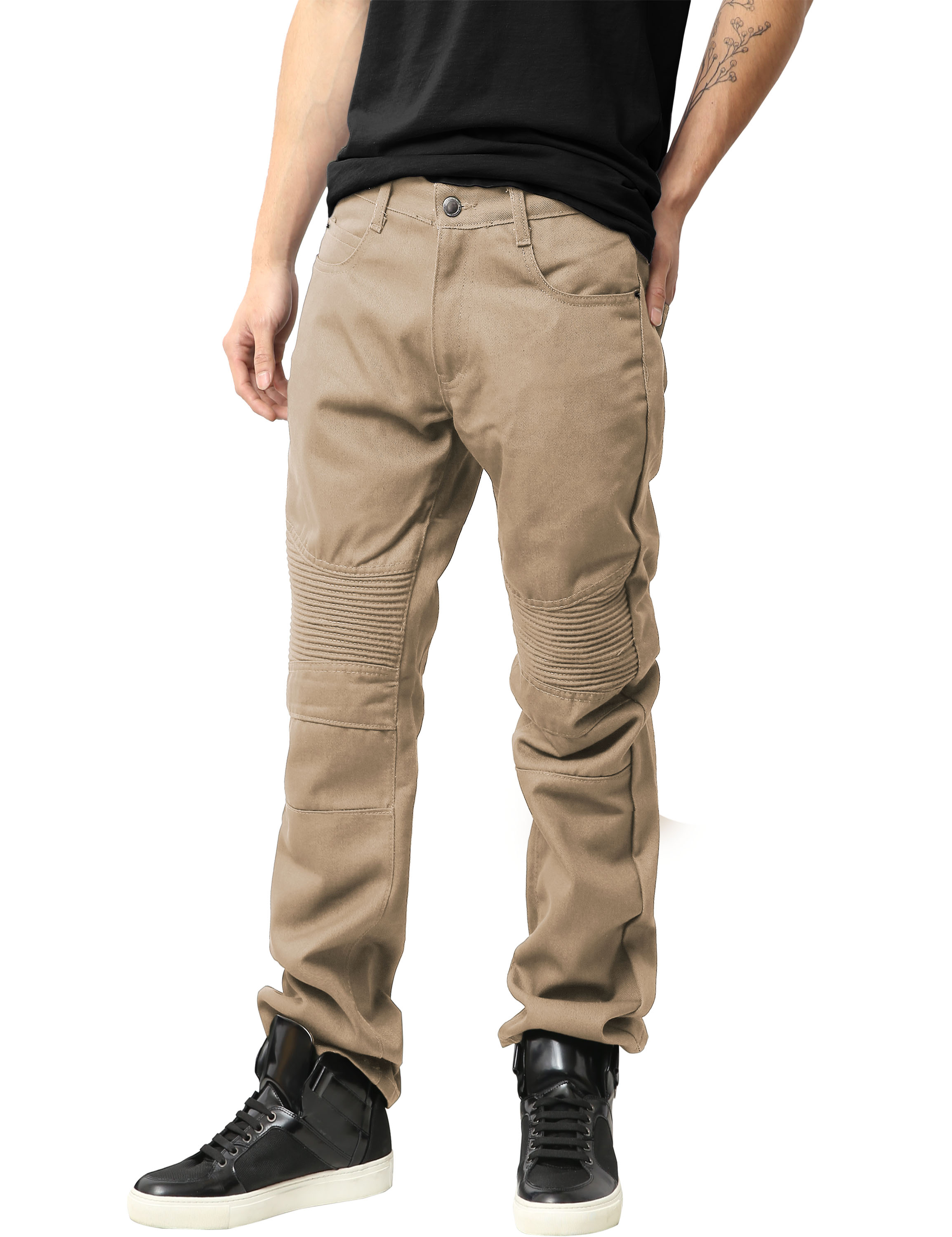 Ma Croix Mens Biker Jeans Slim Straight Fit Denim Distressed Zipper Pants - image 1 of 7
