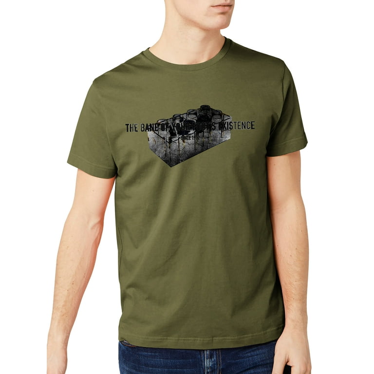 Ma Croix Mens Block Brick Building Toy Foot Pain Comedy Gift Gag Digital Print Crew Neck Tee Shirt