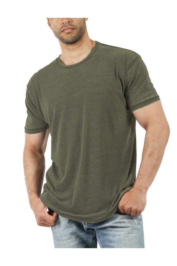 Mens Burnout Short Sleeve T Shirts Soft Faded Vintage Casual Crewneck Tee