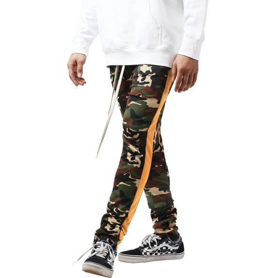Ma Croix Mens Camo Stripe Track Pants Stretch Elastic Slim Trouser Skinny Fit Urban
