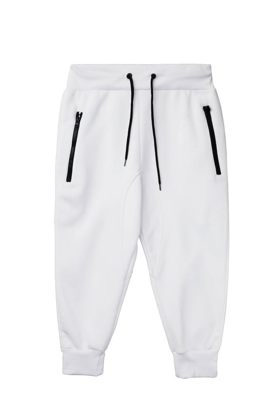 Mens Capri Joggers with Zipper Pockets Fleece Activewear Sports Shorts Pants