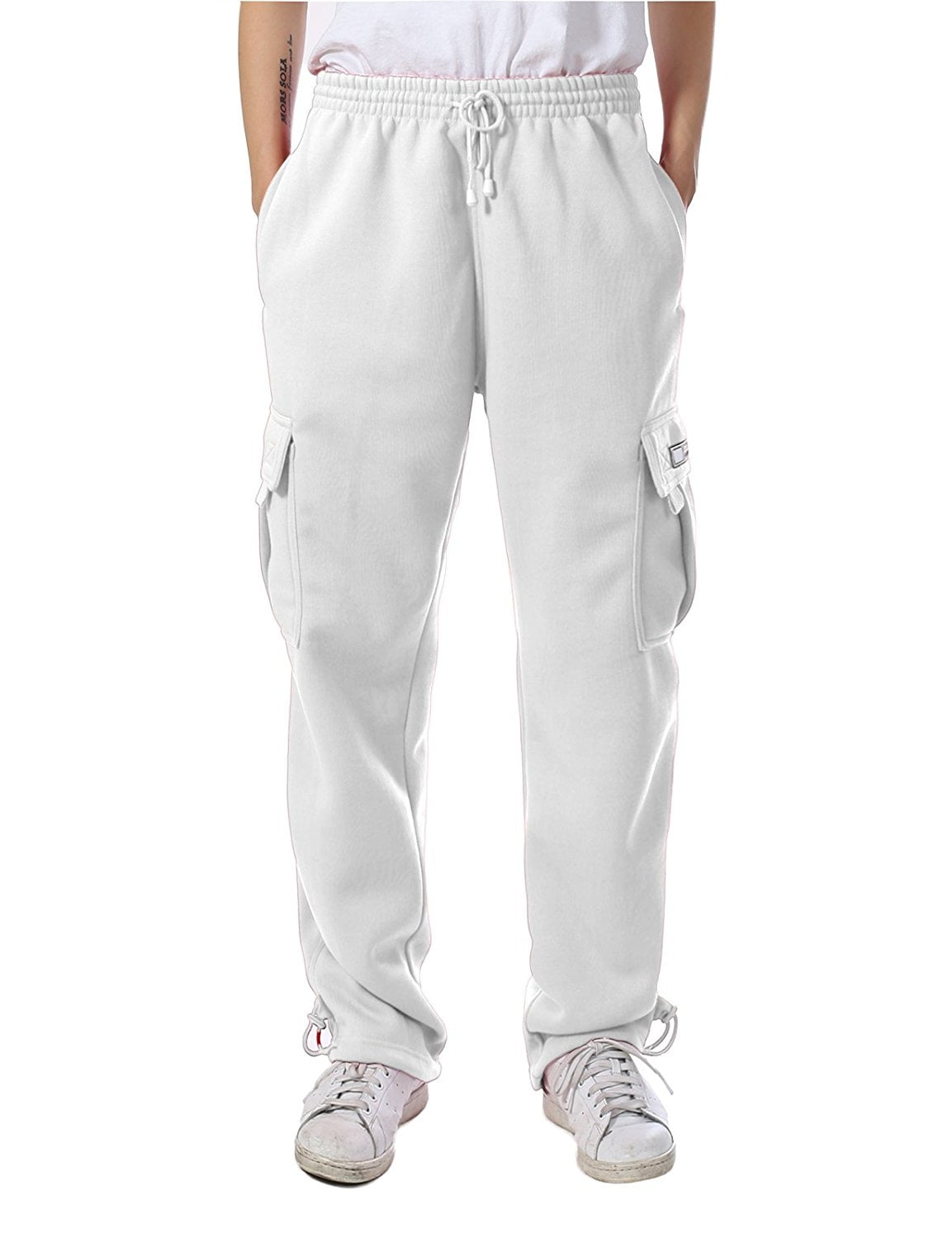 Ma Croix Mens Cargo Sweatpants Heavyweight Fleece Long Pants Multi Pockets