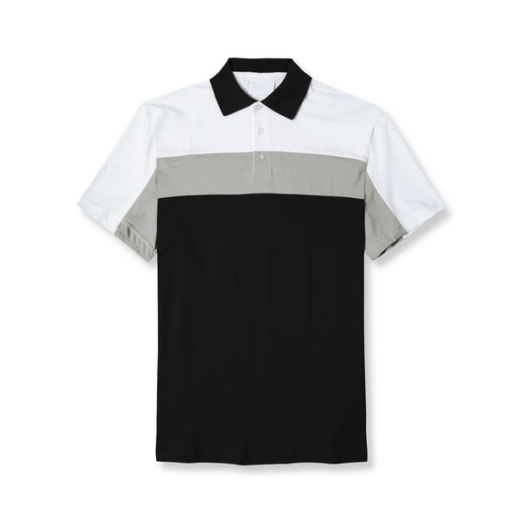 Ma Croix Mens Casual Striped Color Block Polo Short Sleeved Tee Shirt