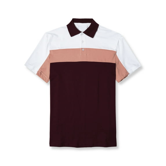 Ma Croix Mens Casual Striped Color Block Polo Short Sleeved Tee Shirt