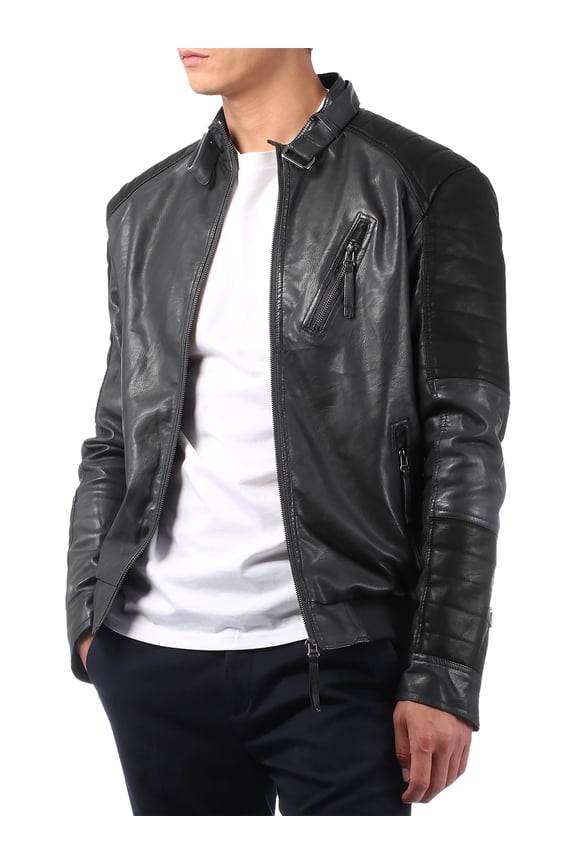 Mens Classic Motorcycle Winter Biker PU Leather Jacket S-XL