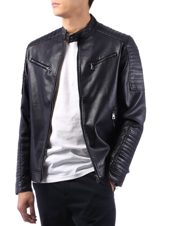 Mens Classic Motorcycle Winter Biker PU Leather Jacket S-XL