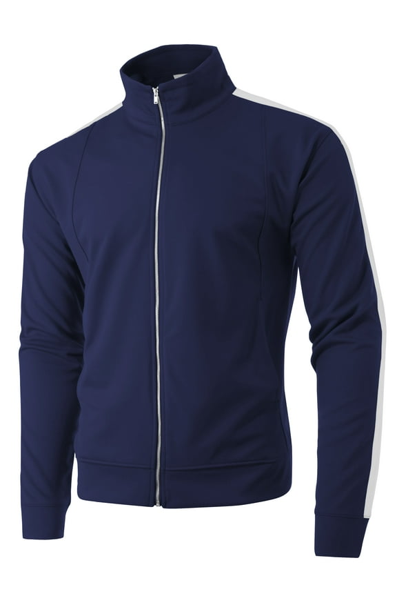 Mens Classic Track Jacket Retro Zip Up Long Sleeve Essential Hip Hop Jacket