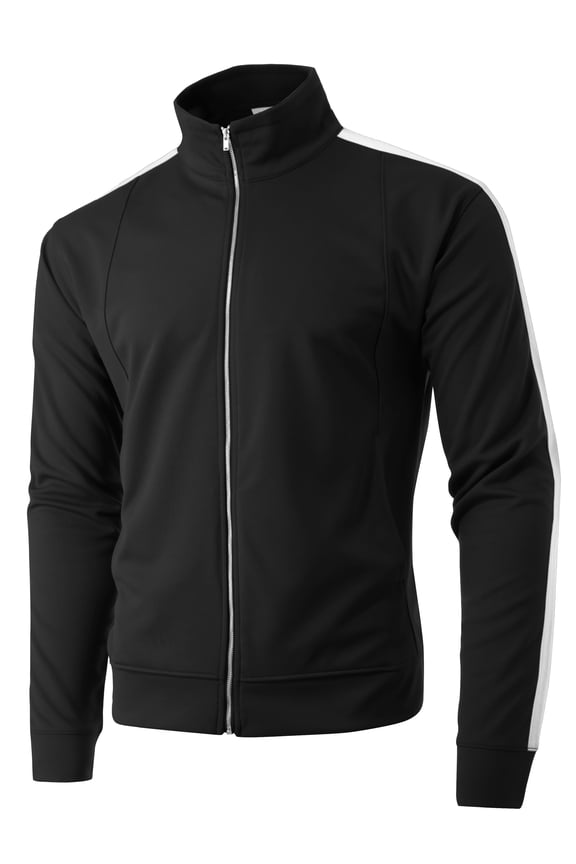Mens Classic Track Jacket Retro Zip Up Long Sleeve Essential Hip Hop Jacket
