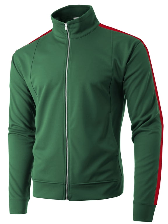 Mens Classic Track Jacket Retro Zip Up Long Sleeve Essential Hip Hop Jacket
