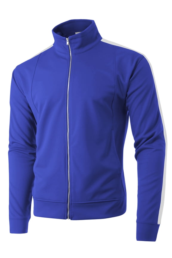 Mens Classic Track Jacket Retro Zip Up Long Sleeve Essential Hip Hop Jacket
