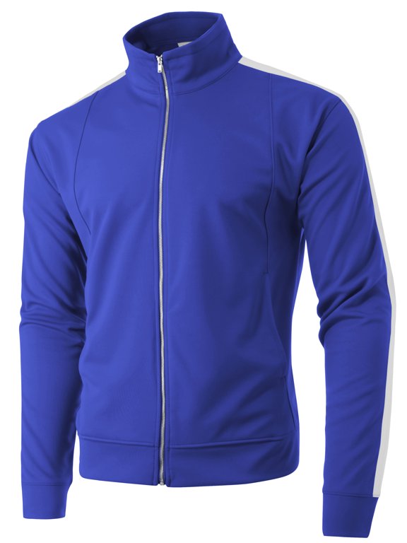 Mens Classic Track Jacket Retro Zip Up Long Sleeve Essential Hip Hop Jacket