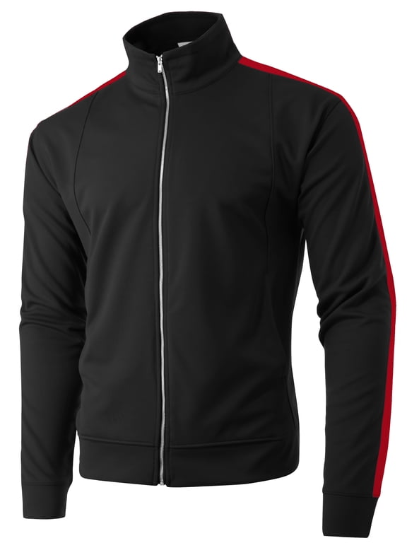 Mens Classic Track Jacket Retro Zip Up Long Sleeve Essential Hip Hop Jacket