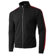 Ma Croix Mens Classic Track Jacket Retro Zip Up Long Sleeve Essential Hip Hop Jacket