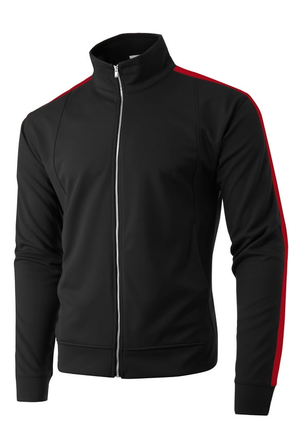 Mens Classic Track Jacket Retro Zip Up Long Sleeve Essential Hip Hop Jacket
