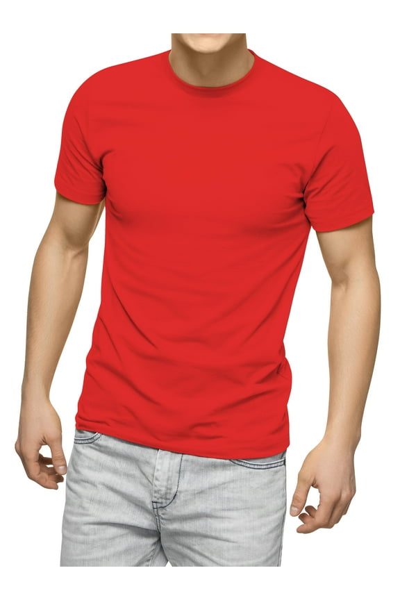 Mens Crew Neck Short Sleeve Tee Solid Plain Cotton T Shirt Big and Tall Size Available