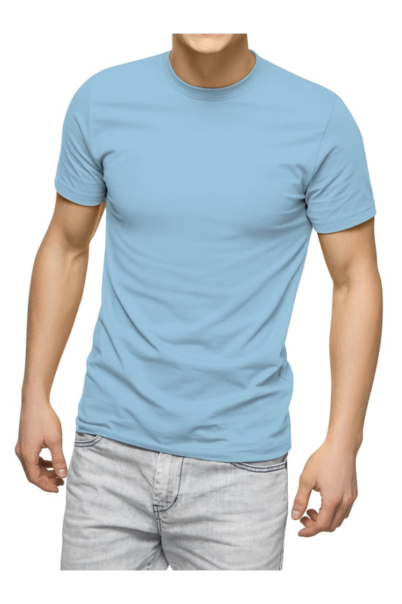 Mens Crew Neck Short Sleeve Tee Solid Plain Cotton T Shirt Big and Tall Size Available