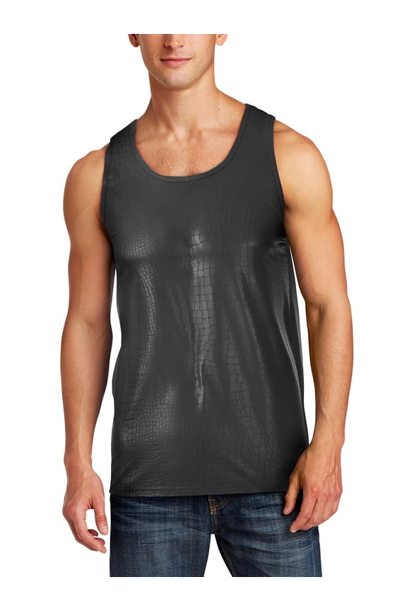 Mens Designer Fashion Crocodile Skin Pattern Dry Fit Tank Top