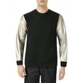 thumbnail image 1 of Ma Croix Mens Designer Faux Snake Skin Sleeved Crew Neck Sweater, 1 of 6