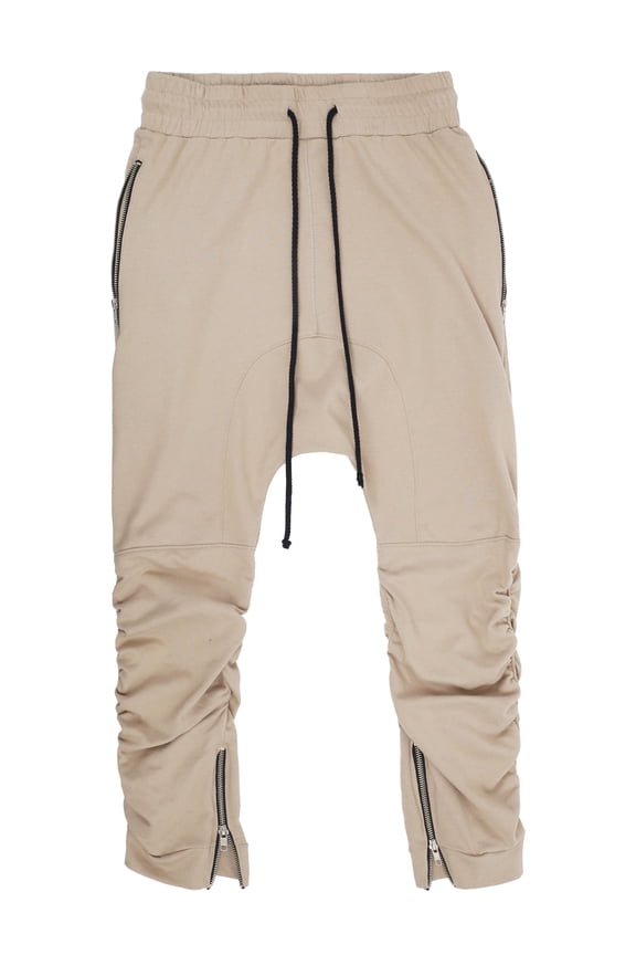 Mens Drop Crotch Jogger Pants Lightweight Zippered Elastic Sweatpants