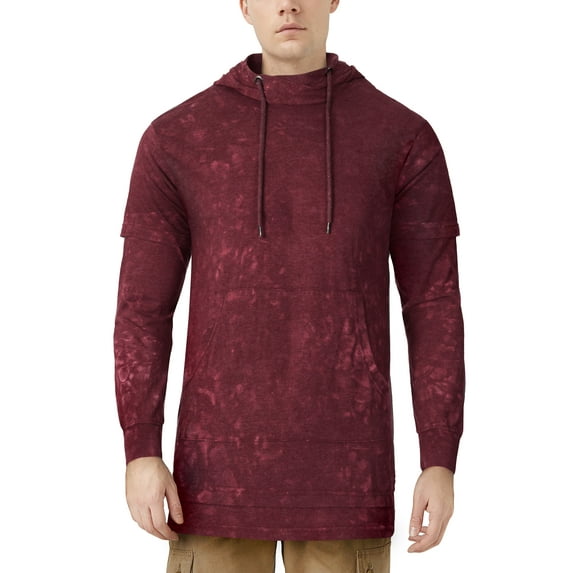 Ma Croix Mens Dual Layer Hoodie Hybrid Long Sleeve T Shirt