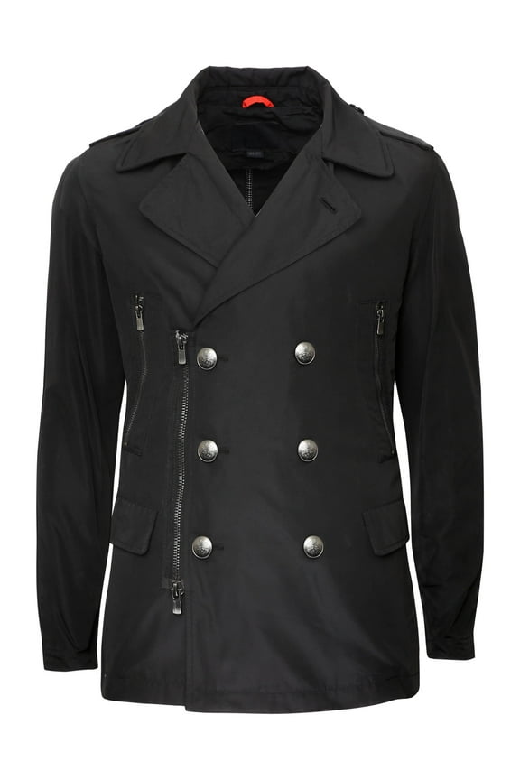 Mens E Mac Trench Coat Slim Fit Double Breasted Warm Winter Waterproof Jacket