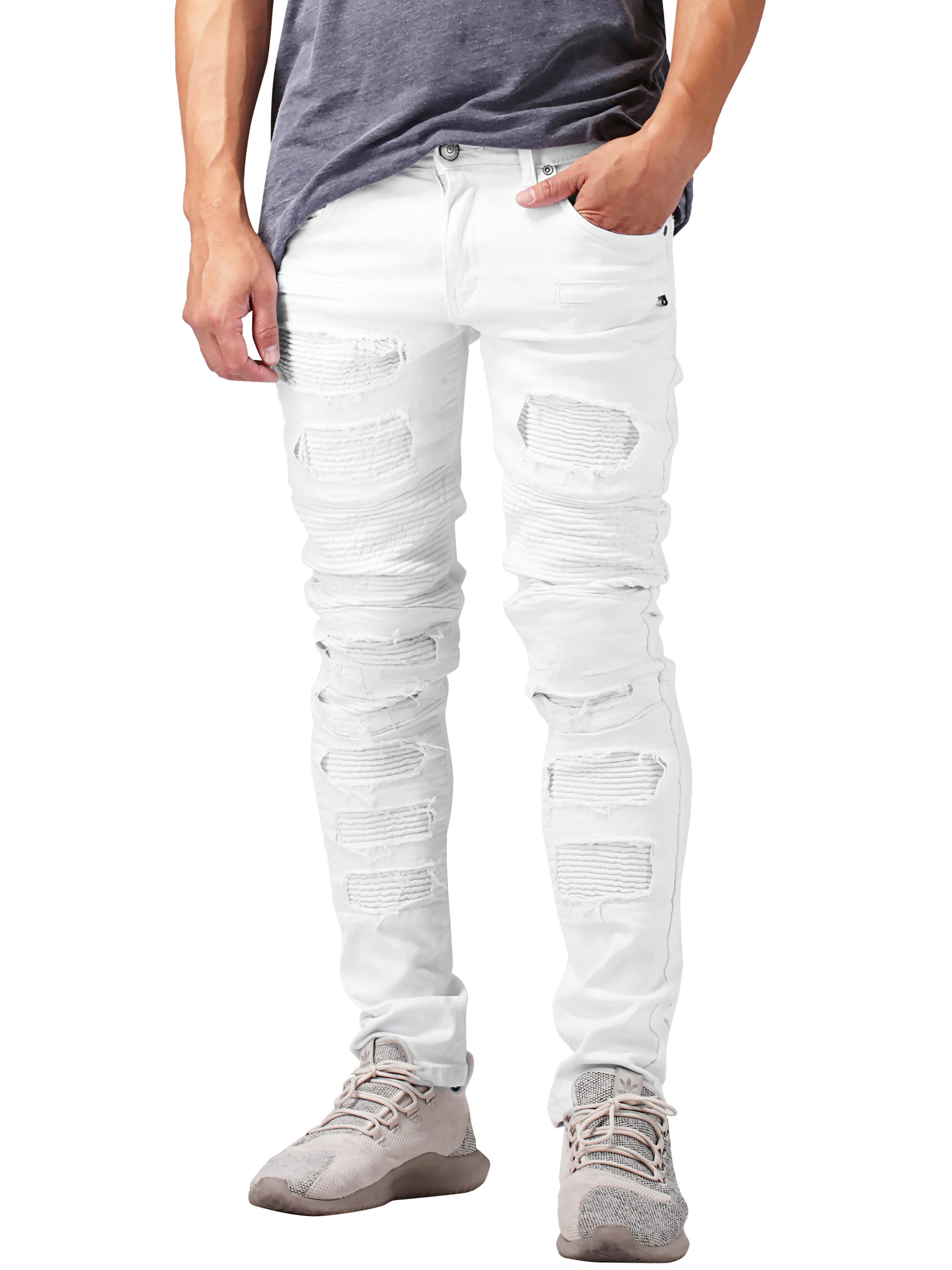Ma Croix Mens Faded Washed Slim Biker Denim Jeans - image 1 of 6