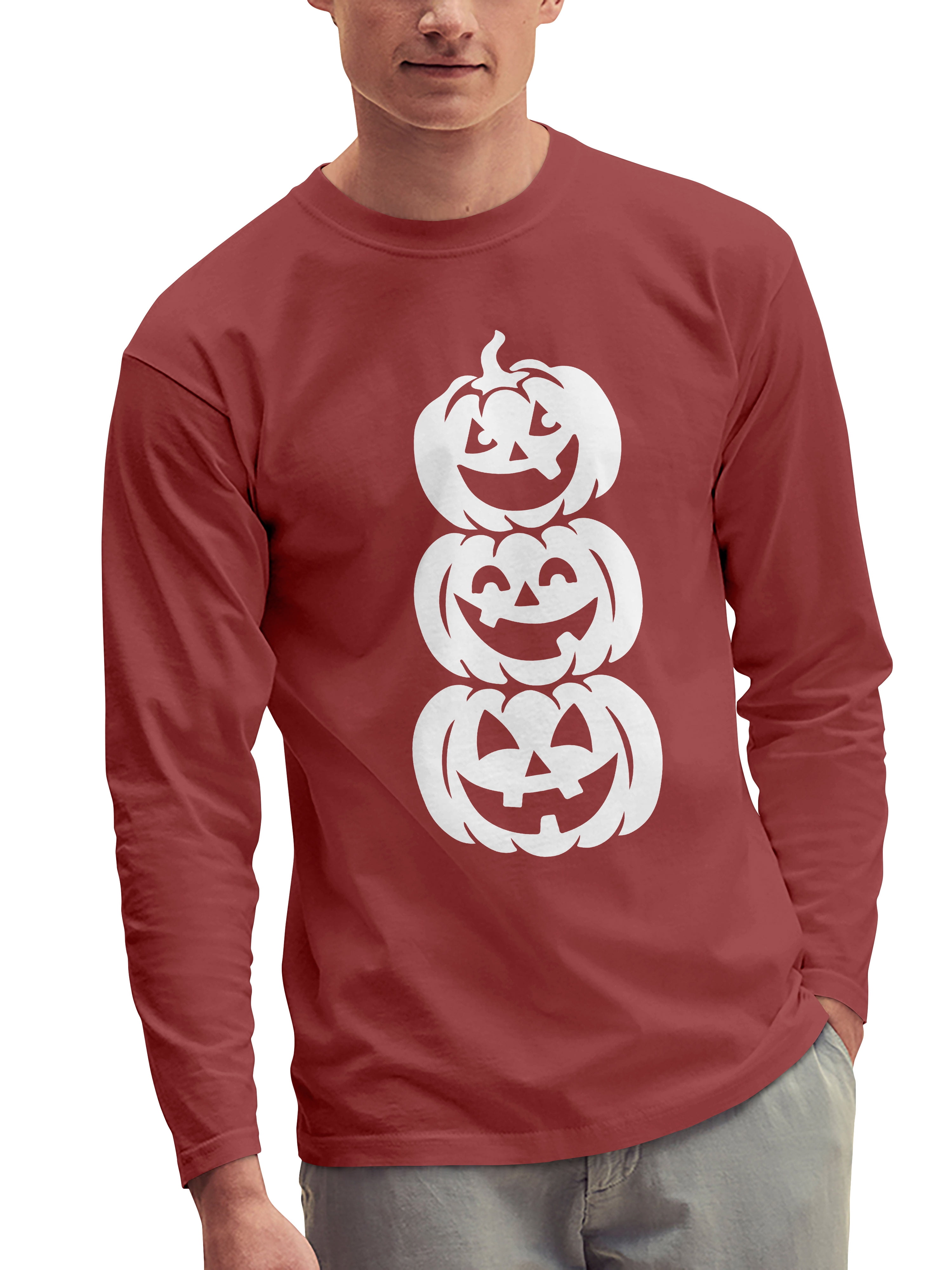 Ma Croix Mens Garment Dyed 3-Stack Jack-O-Lanterns Halloween