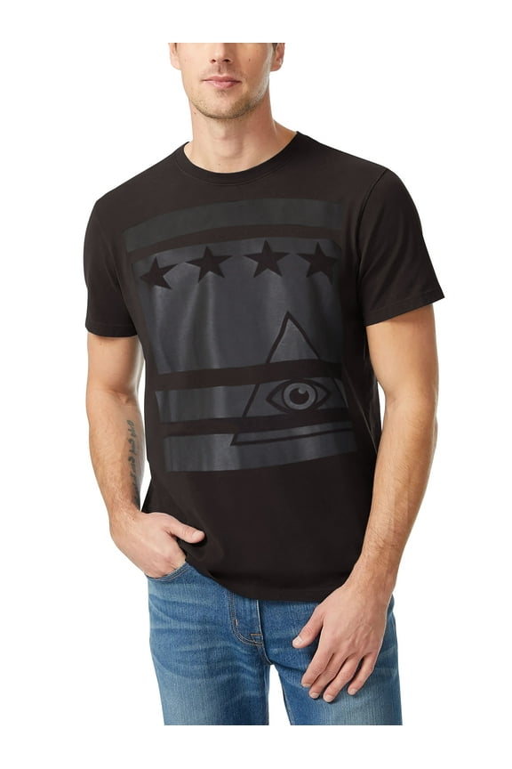 Mens Graphic Print All Seeing Eye Stars and Stripes Short Sleeve T Shirt