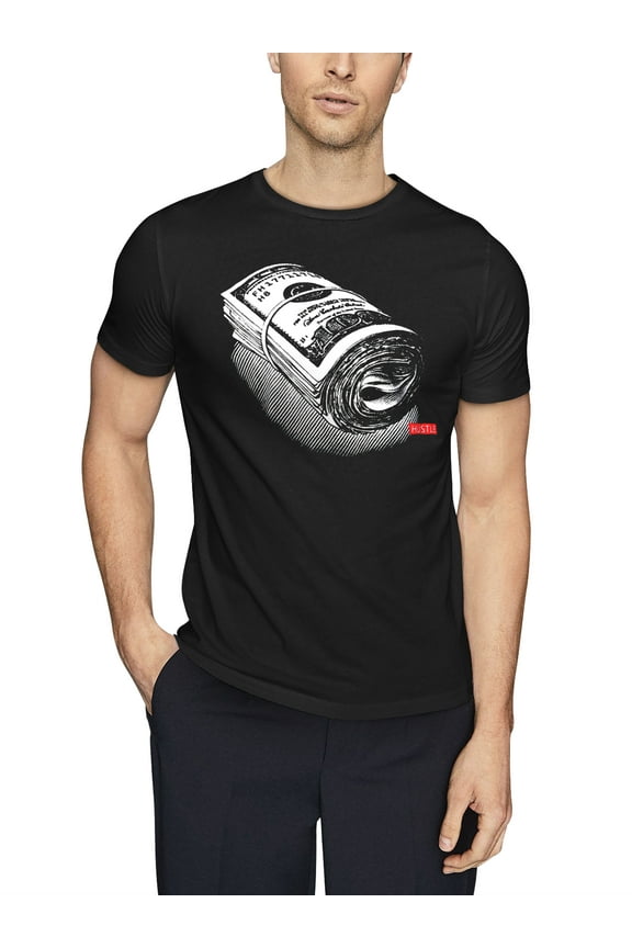 Mens Graphic Print Hundred Dollar Bill Roll Short Sleeve T Shirt