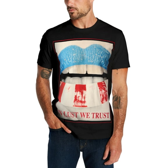 Ma Croix Mens Graphic Print Lustful Lips USA Flag T Shirt