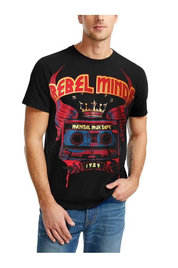 Mens Graphic Print Sequin Mental Mixtape T Shirt