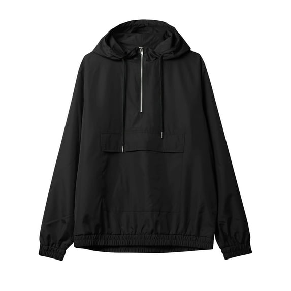 Ma Croix Mens Half Zip Windbreaker Anorak Jacket Hooded Pullover