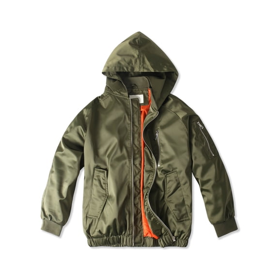 Ma Croix Mens Hip Hop Satin Bomber Jacket with Hoodie