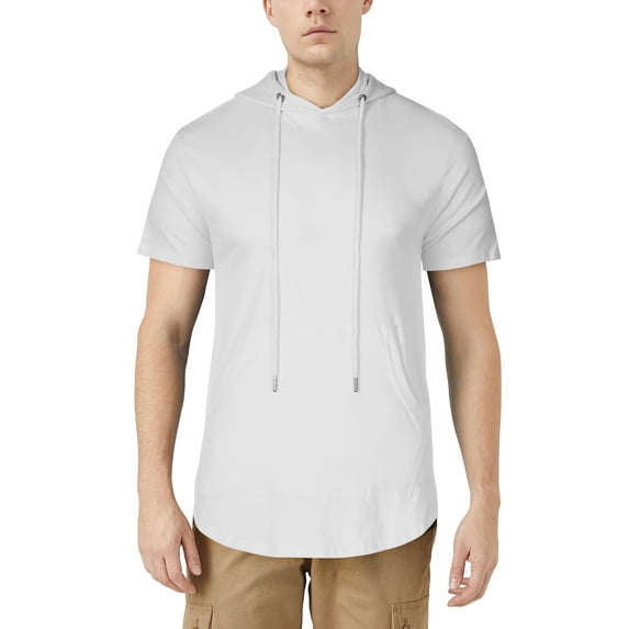 Ma Croix Mens Hipster Side Zipper Hoodie Round Hemline T Shirt