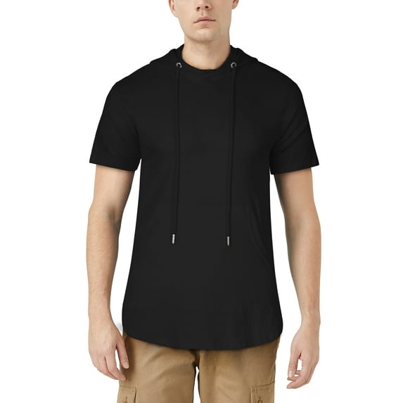 Ma Croix Mens Hipster Side Zipper Hoodie Round Hemline T Shirt